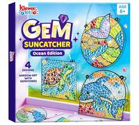 Klever Kits Kit de peinture diamant pour enfants, 4 pièces, décoration de fenêtre, attrape-soleil, mosaïque, artisanat pour filles, garçons, cadeaux d'anniversaire, jouets à partir de 6 ans