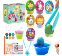 Klever Kits Kit de teinture d'œufs de Pâques 20 pièces, kit de décoration d'œufs de Pâques avec plateau à œufs, supports d'œufs, autocollants de Pâques pour enfants, activités créatives, loisirs