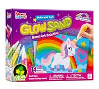 Klever Kits Kit peinture sable phosphorescente pour enfants : 14 couleurs, 6 modèles, 4 feuilles à décorer. Idéal filles 5+