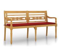 KLGBNCVE Batavia Banc en bois massif avec coussin 150 cm | Avec accoudoirs et dossier, résistant aux intempéries, robuste, pour jardin et terrasse