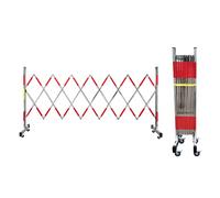 KLGFBDC Barrière Mobile Extensible de 1,2 m x 2,5 m (3,9 pi x 8,2 pi) en métal Inoxydable antirouille, avec Bandes réfléchissantes et roulettes, poteaux de signalisation, Dimensions : 1,2