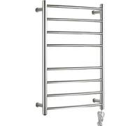 KLGFBDC Chauffe-Serviettes de Salle de Bain, sèche-Serviettes Mural Rond en Acier Inoxydable avec Interrupteur à Bouton-Poussoir