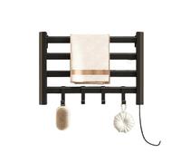 KLGFBDC Chauffe-Serviettes électrique Intelligent en Aluminium, sans Perforation, avec Crochet, Accessoire de Salle de Bain (Noir R160 Droit)