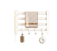 KLGFBDC Chauffe-Serviettes électrique Intelligent en Aluminium, sans Perforation, avec Crochet, Accessoires de Salle de Bain (Blanc R160 Gauche)