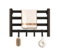 KLGFBDC Chauffe-Serviettes électrique Intelligent en Aluminium, sans Perforation, avec Crochet, Accessoires de Salle de Bain (Noir R160 Gauche)