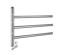 KLGFBDC Chauffe-Serviettes électrique, Porte-Serviettes Chauffant Mural pour Salle de Bain, Porte-Serviettes en Acier Inoxydable à 3 Barres, Porte-Serviettes Chauffant à Bras Pliable rotat