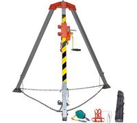 KLGFBDC Kit antichute de 1180 kg, trépied pour Espace confiné avec treuil autobloquant et Harnais de sécurité, équipement de Sauvetage d'urgence pour la réparation des canalisations et Le