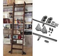 KLGFBDC Kit de quincaillerie pour échelle de bibliothèque roulante avec roulettes de Sol, Rails de Suspension coulissants et d'extension. Système de Rail Complet de 1 m (3,3 pi) pour lofts