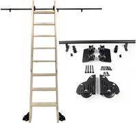 KLGFBDC Kit de Rail pour échelle de bibliothèque roulante de 2 m avec roulettes de Sol, kit de quincaillerie pour Porte coulissante de Grange avec Rail Tubulaire Rond et rallonge.