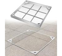 KLGFBDC Plaque d'égout galvanisée et Cadre en Acier Inoxydable, Hauteur 5 cm/8 cm, Couvercle d'égout encastré, Invisible et décoré pour terrasses et Jardins extérieurs (80 x 80 x 8 cm)