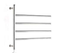 KLGFBDC Porte-Serviettes Chauffant, Porte-Serviettes Chauffant en Acier Inoxydable, Chauffe-Serviettes électrique Rotatif à 4 Barres, sèche-Serviettes Mural, câblé et branché, étanche IP56