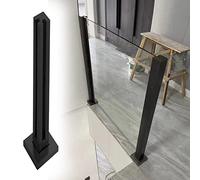 KLGFBDC Poteau de Garde-Corps Extra Long en Verre Noir - Balustrade en Acier Inoxydable pour escaliers et Panneaux de Verre de terrasse, système de sécurité Moderne pour Balcon, Design Durable et él