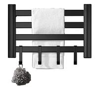 KLGFBDC Radiateur sèche-Serviettes pour Salle de Bain, Porte-Serviettes Chauffant électrique en Alliage d'aluminium Noir, Porte-Serviettes Chauffant thermostatique Mural avec 4 Crochets am