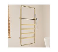 KLGFBDC Sèche-Serviettes de Salle de Bain avec étagère supérieure, étendoir Chauffant Mural, réglage de la température, Porte-Serviettes Chauffant avec minuterie, Gris, Fil Droit