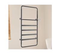 KLGFBDC Sèche-Serviettes de Salle de Bain avec étagère supérieure, étendoir Chauffant Mural, réglage de la température, Porte-Serviettes Chauffant avec minuterie, Gris, Fil Droit