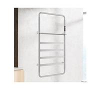 KLGFBDC Sèche-Serviettes de Salle de Bain avec étagère supérieure, étendoir Chauffant Mural, réglage de la température, Porte-Serviettes Chauffant avec minuterie, Gris, Fil Droit