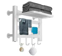 KLGFBDC Sèche-Serviettes électrique avec étagère supérieure et Crochet Amovible Espace Sèche-Serviettes de Salle de Bain en Aluminium