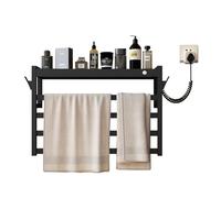 KLGFBDC Sèche-Serviettes électrique, Chauffe-Serviettes pour Salle de Bain avec étagère supérieure et Double Crochet, sèche-Serviettes Mural avec minuterie et Thermostat Intelligent, Blanc