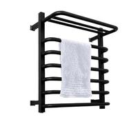 KLGFBDC Sèche-Serviettes électrique de Salle de Bain, Chauffe-Serviettes en Acier Inoxydable, thermostatique, Chauffe-Serviettes Domestique (Droit, Noir, Fil caché)