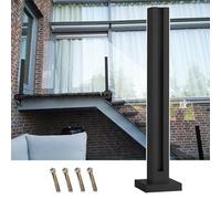 KLGFBDC Système de Balustrade en Verre Noir Mat pour escalier extérieur, Hauteur réglable de 90 à 110 cm, Garde-Corps en Verre résistant, Design élégant des poteaux d'extrémité.