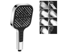 KLGFI Pommeau de douche, 7 modes, économie d'eau, diamètre 12 cm, douche grande surface, réglage rapide du mode douche en appuyant sur le bouton