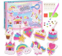 Klhamky Kit de peinture diamant licornes pour enfants - Faites vos propres porte-clés GEM - Art et artisanat - Cadeau d'anniversaire - Pour filles et garçons de 4 à 12 ans (licorne)