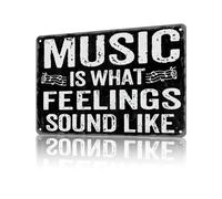 KLHSOF Plaque en métal « Music Is What Feelings Sound Like » - Décoration murale rétro pour maison, chambre, café, bar, extérieur et intérieur - 30,5 x 20,3 cm