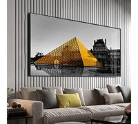 KLHWR Art Mural 70x140cm sans Cadre Moderne Pyramide Palais métal bâtiment Paris Affiche Impression Architecture Photo Salon décor à la Maison