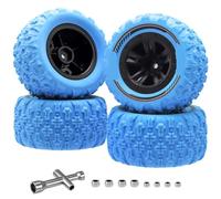 KLHYTGFA 4Pcs 12mm Hex RC Wheels and Tires Swamp Claw Mud Terrain Tires Accessories RC Tires Wheels for 1/14 1/16 RC Car Crawler(Blau)