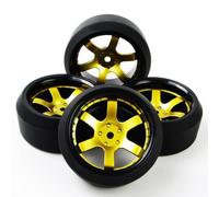 KLHYTGFA 4pcs for RC Drift Tires Gold Wheel Rim for HSP HPI 1:10 on-Road Car 6mm Offset 12mm Hex Accessory