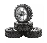 KLHYTGFA for Wlt-oys 144001 144010 124007 124016 124019 A959 A959-B 4 pièces 65 mm Pneu en Caoutchouc Jante en métal 12 mm Hex for pièces de Mise à Niveau de Voiture RC(C Titanium Color)