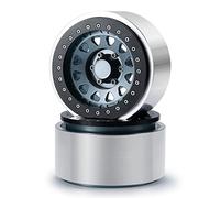 KLHYTGFA Jantes de Roue en Alliage métallique Beadlock de 2.9 Pouces, for Axial SCX6 AXI05000 Wrangler AXI05001 Trail Honcho 1/6 RC, pièces de Mise à Niveau de Voiture(Type 2 Titanium 2PCS)