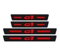 KLHYWEN 4 Pièces Bande de Protection de Seuil de Porte de Voiture pour Citr-oen C1 C2 C3 C4, Accessoires de Décoratives d'autocollants Anti-Rayures en Fibre Carbone,C1 Red