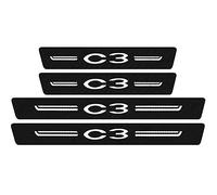 KLHYWEN 4 Pièces Bande de Protection de Seuil de Porte de Voiture pour Citr-oen C1 C2 C3 C4, Accessoires de Décoratives d'autocollants Anti-Rayures en Fibre Carbone,C3 White