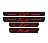 KLHYWEN 4 Pièces Plaques Plinthes en Fibre de Carbone Voiture pour Fo-RD Fiesta, Protecteur de Seuil de Porte, Garde-Plaque Pédale de Bienvenue Bandes Autocollants,Red