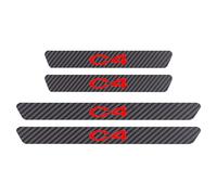 KLHYWEN 4 PièCes Protecteur de Seuil Porte de Voiture en Fibre Carbone pour Citr-oen, Autocollants de Protection de Plaques PéDale de Seuils de Anti-Rayures,C4 Red