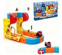 klick Rail Electric Train Set Flexible Race Track for Kids, Circuit Voiture Flexible, Routique Train 3D, Itinéraires de 3D avec Cubes stem, Rail Cube Building Toy (66Pcs)
