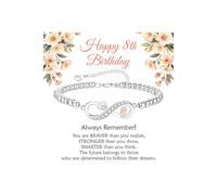 KLIFOWDY Bracelet infini en argent sterling S925 pour filles - Cadeau d'anniversaire pour 8e, 9e, 11e, 12e, 13e, 16e, 18e, 21e anniversaire - Bracelet infini en argent sterling S925 pour filles