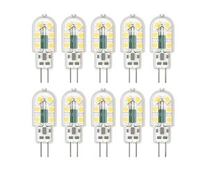Klighten 10 Pack Ampoule LED G4 3W Économie d'énergie Équivalent 25W Lampe Halogène G4 LED 360° Angle de faisceau AC/DC 12V 300LM Blanc Froid 6000K Chambre Salon Cuisine
