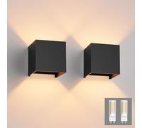 Klighten 2 * 9W Appliques Murales Interieur/Exterieur, Nior Lampe Murale LED Blanc Chaud 3000K Moderne Applique Murale pour Chambre Maison Couloir Salon (G9 LED ampoule Inclure)
