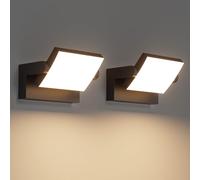 Klighten 2 Pcs 24W Applique Murale LED Extérieure Intérieur Rotatif, Éclairage Mural Imperméable IP65 Moderne, Lampe Murale pour Couloir Entrée Terrasse, Noir, 1500LM, Blanc Chaud 3000K