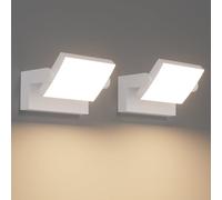 Klighten 2 Pcs 24W Applique Murale LED Extérieure Intérieur Rotatif, Éclairage Mural Imperméable IP65 Moderne, Lampe Murale pour Jardin Entrée Balcon, Blanc, 1500LM, Blanc Chaud 3000K