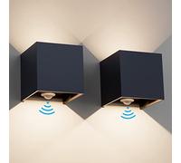 Klighten 2 PCS Applique avec détecteur de mouvement 12W, Applique murale exterieur/interieur,IP65, Applique détecteur de mouvement Angle de Rayonnement Réglable, 3000K Anthracite