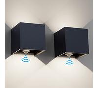 Klighten 2 PCS Applique avec détecteur de mouvement 12W, Applique murale exterieur/interieur,IP65, Applique détecteur de mouvement Angle de Rayonnement Réglable, 4000K Anthracite