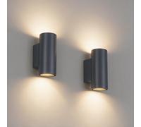Klighten 2 pcs Applique Exterieur GU10, Ampoule non Incluse, Anthrazit | Up Down, Étanche IP65, Aluminium, Ampoule remplaçable, Lampe Murale pour Extérieur/Intérieur
