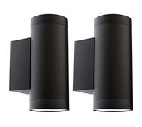 Klighten 2 pcs Applique Murale Exterieur GU10 Aluminium Up/Down Eclairage Exterieur, IP65 Étanche Lampe Murale Exterieur pour Jardin Couloir Entrée Patio, Ampoule non Incluse, Noir