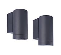 Klighten 2 pcs Applique Murale Exterieur/Interieur, GU10 Aluminium Down Eclairage Exterieur, IP65 Étanche Lampe Murale pour Jardin Couloir Entrée Terrasse, Ampoule non Incluse, Anthracite