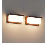 Klighten 2 Pièces 24W Applique Murale Extérieure, 3000K, IP65, Aluminium, Rustique, Rouge Rouille, 26 x 12.5 x 12.5 cm, Montage Mural, Étanche, Économique en Énergie