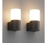 Klighten 2 Pièces Applique Murale E27 Exterieur, Noir Applique Mural, IP65 Luminaires extérieur, Éclairage mural Intérieure, PC+Aluminium Lampe Murale, Pour Jardin Balcon Entrée, Sans Ampoule