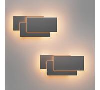 Klighten 2 Pièces Appliques Murales Interieur LED Lampe 24W 1920LM Moderne Applique Murale pour Chambre Maison Couloir Salon Blanc chaud 3000K (Gris foncé)